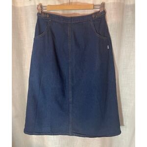 Levi Strauss Co Denim Midi Skirt Blue A Line Button Front Pockets Women's Size